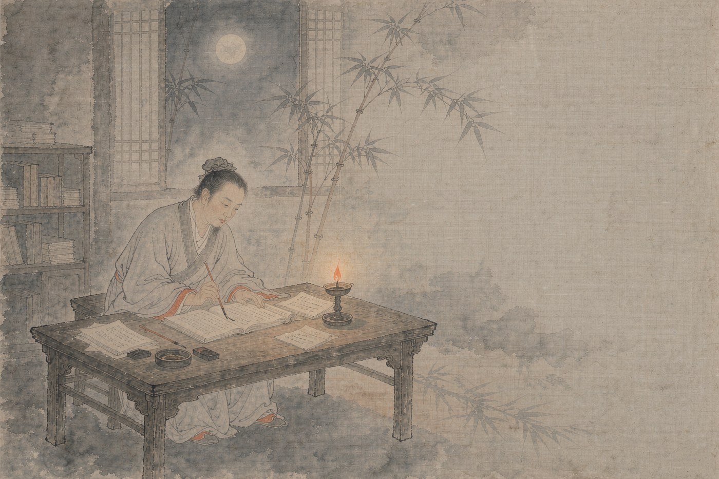 夜深一灯，把白日答不上来的疑难，一条条记下