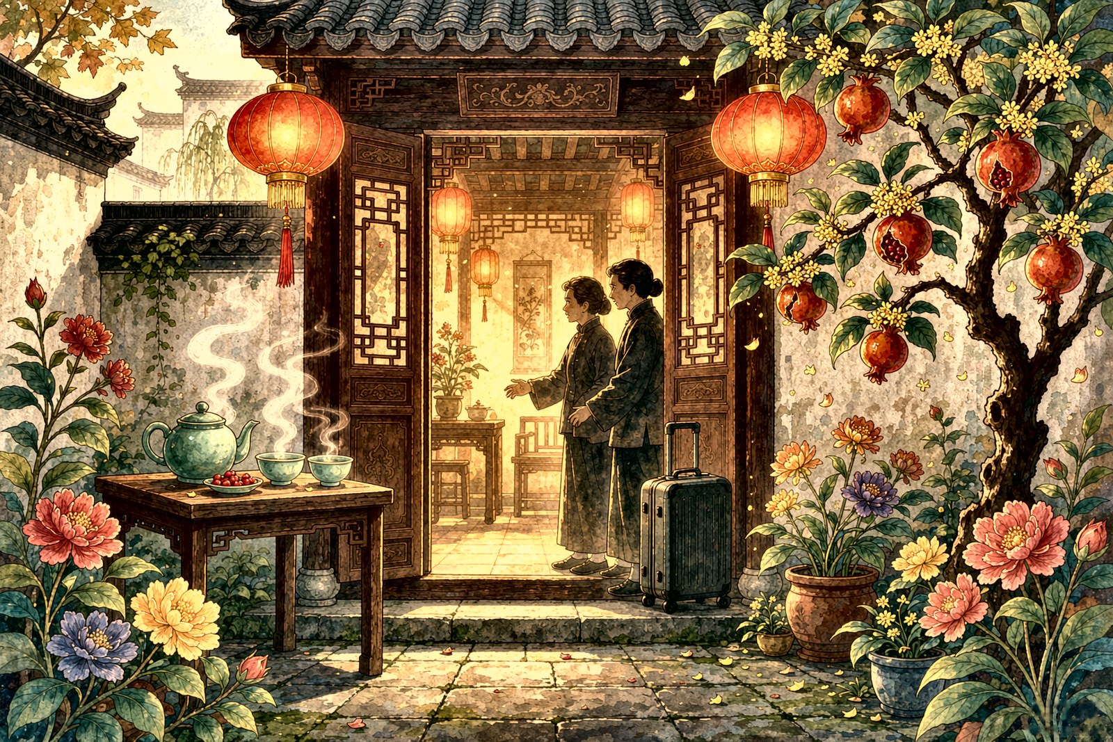 归家 · 门内灯暖,茶烟迎人,先归其位